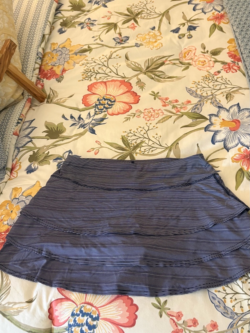 Athleta Navy and White Striped Skater Skirt